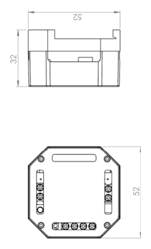 Maßzeichnung ES-2WIP 2Wire/IP Modul mit Abmessungen